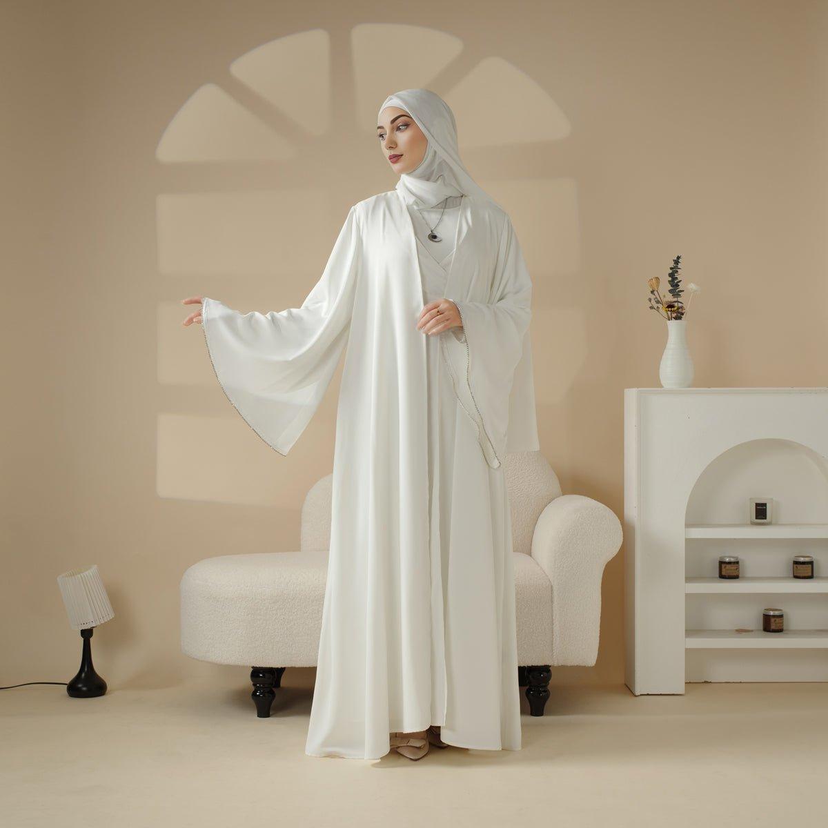Open Kimono Abaya Set, Kimono Style Abaya 3-Piece Set (MOA094)