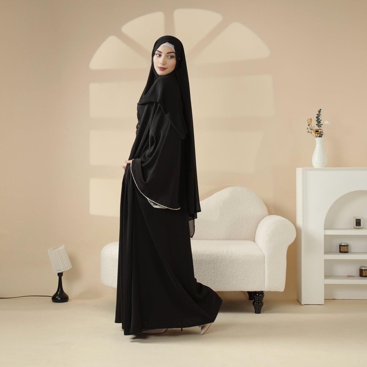 Open Kimono Abaya Set, Kimono Style Abaya 3-Piece Set (MOA094)