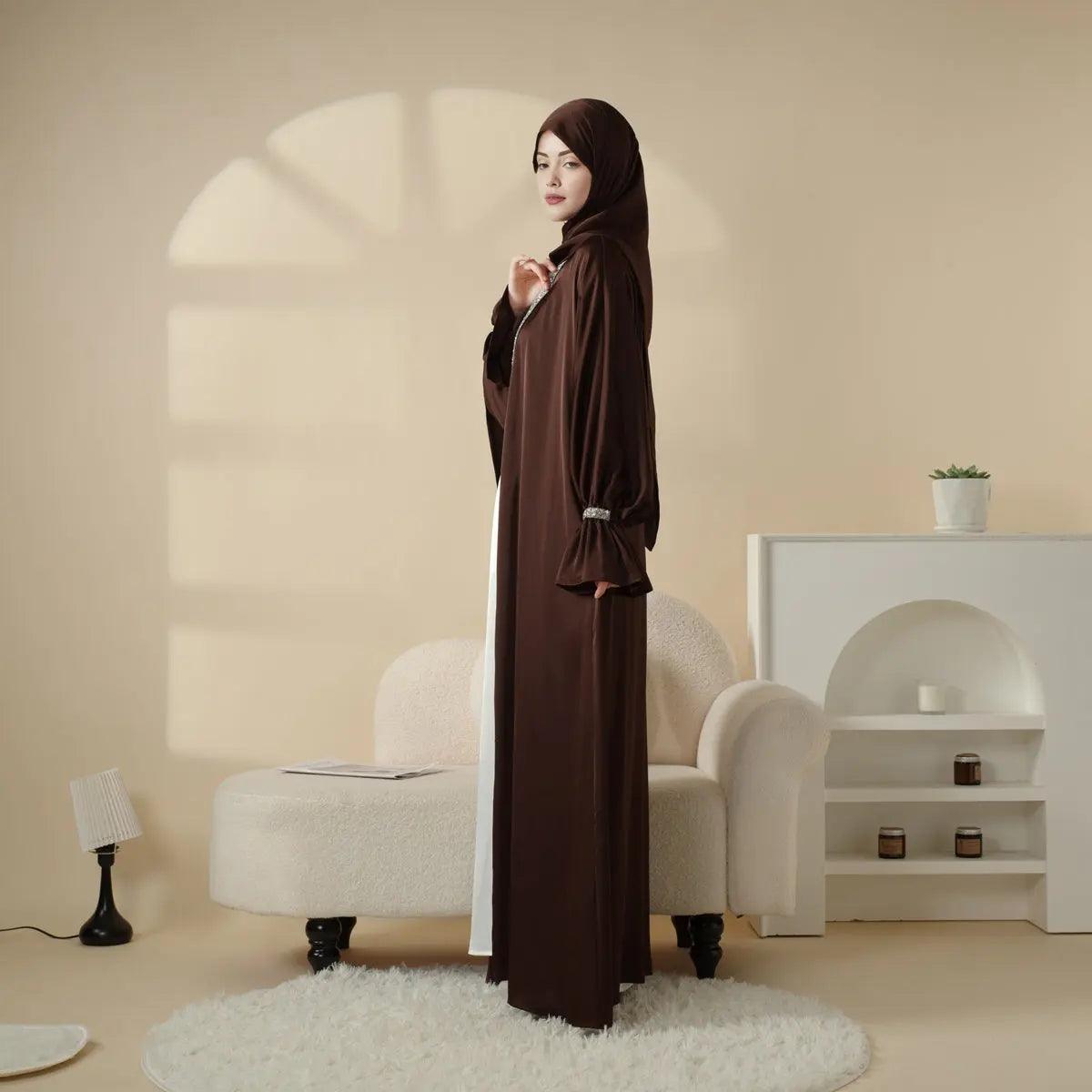 4-Piece Set: Poet Sleeve Satin Abaya (MOA009)