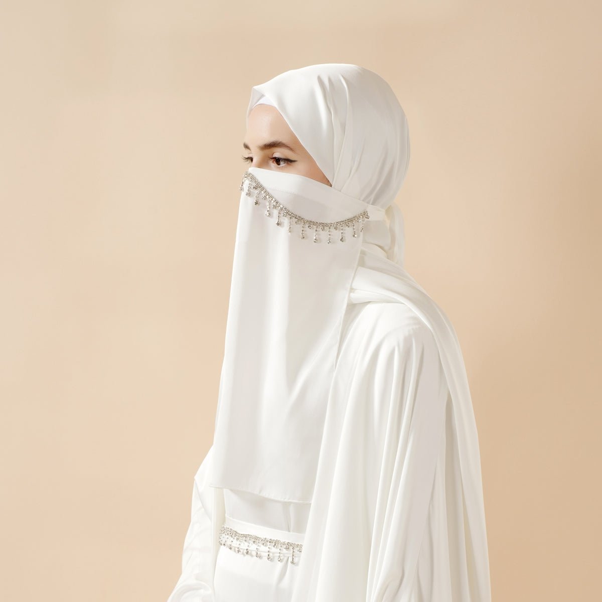 5-Piece Set Butterfly Abaya With Niqab, Loose Full Cover Satin Abaya (MOA019)
