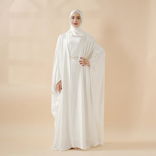 5-Piece Set Butterfly Abaya With Niqab, Loose Full Cover Satin Abaya (MOA019)
