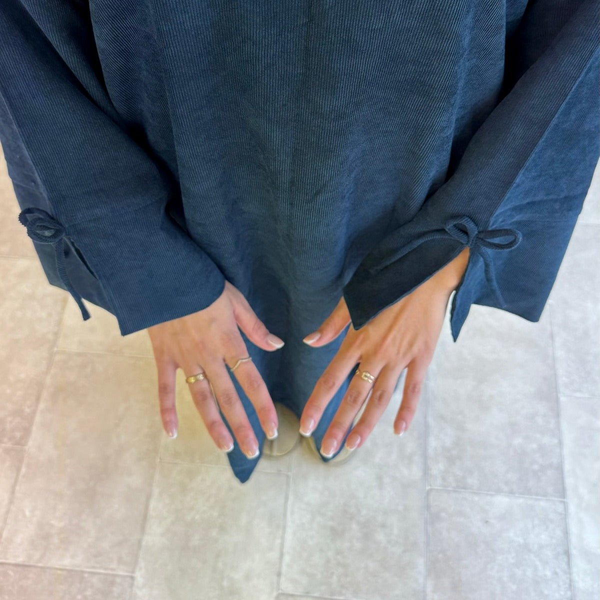 Autumn Bow-Sleeve Corduroy Abaya | Modest Muslim Women's Luxury Wear(MA248)