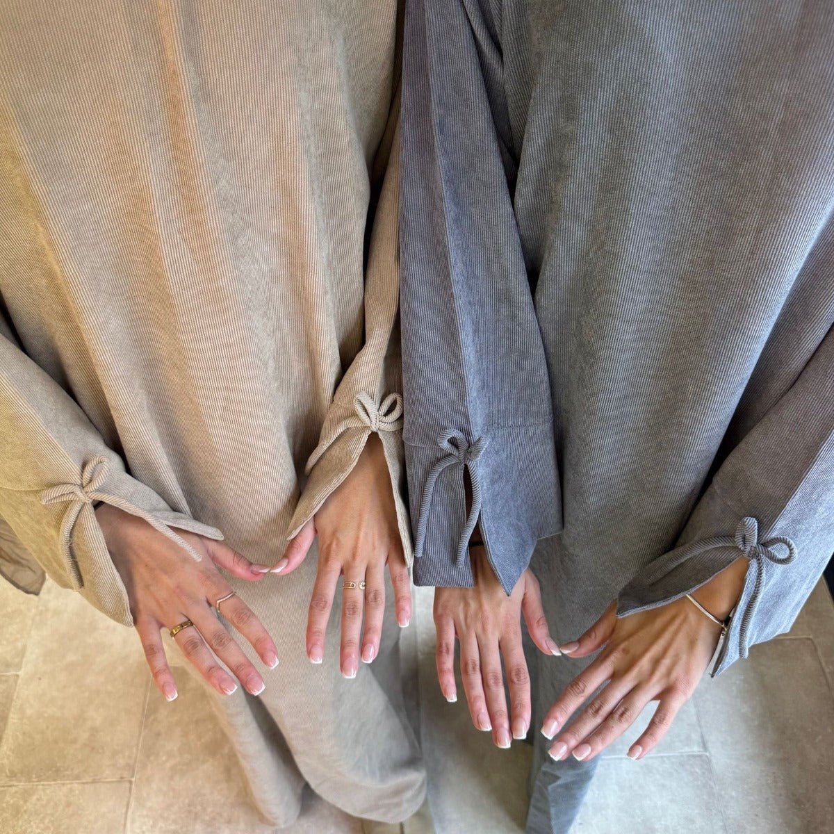 Autumn Bow-Sleeve Corduroy Abaya | Modest Muslim Women's Luxury Wear(MA248)