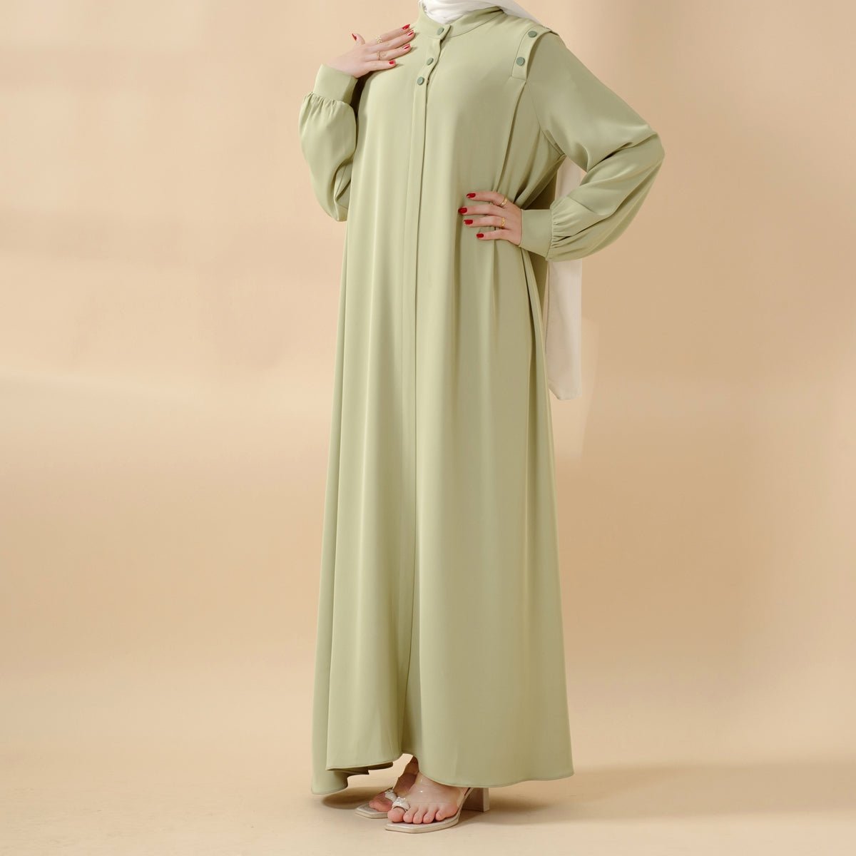 Macaron Color Shoulder Button Pullover Abaya (MA083)