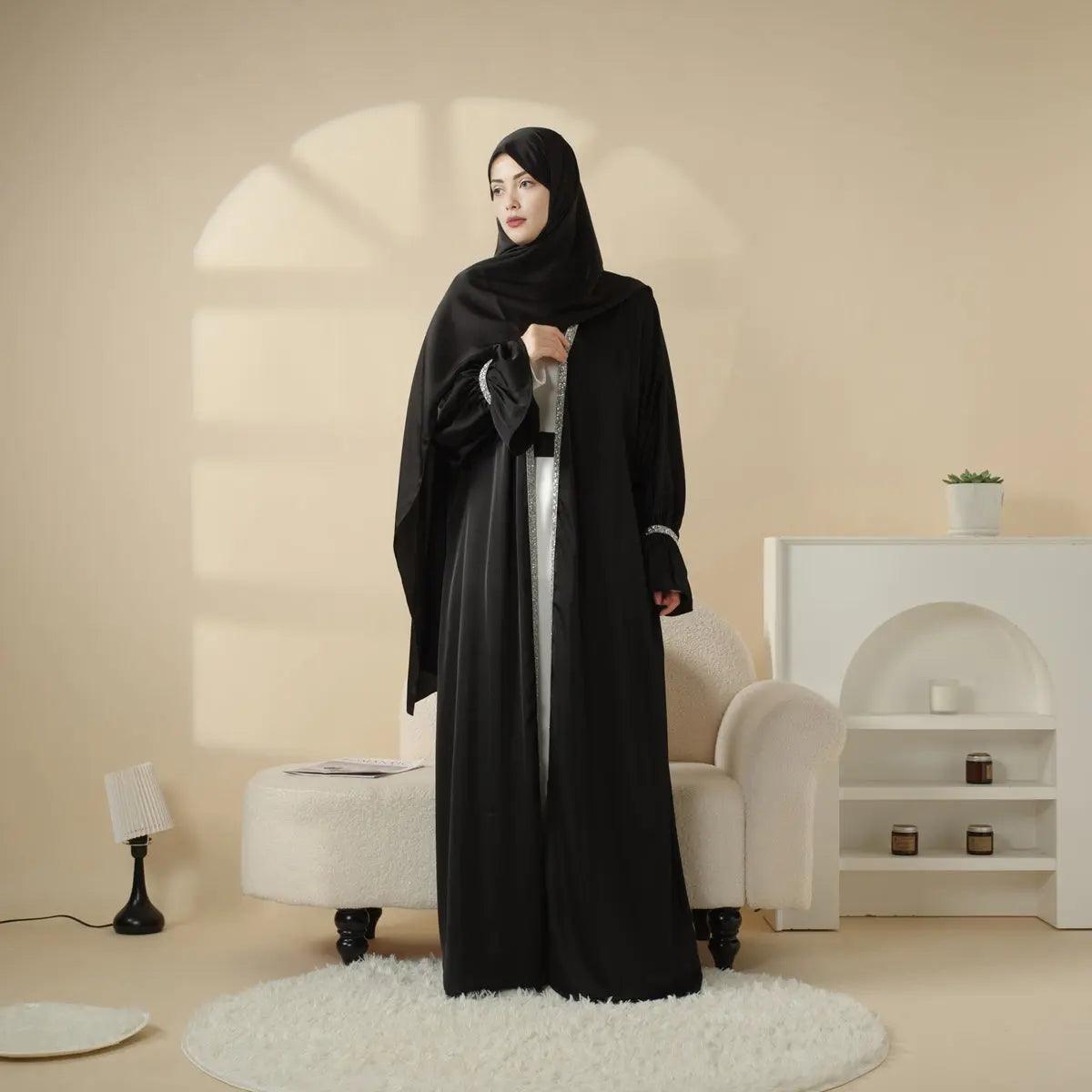 4-Piece Set: Poet Sleeve Satin Abaya (MOA009)