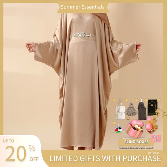 Modest Kaftan for Special Occasions: Batwing Abaya With Rhinestone Waist (MA135)