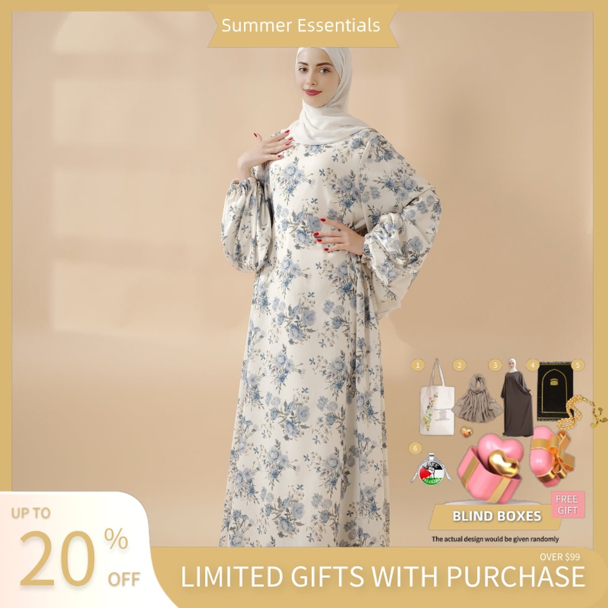 Printed Reversible Abaya (MA082)